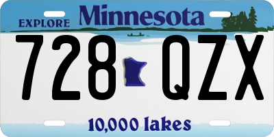 MN license plate 728QZX