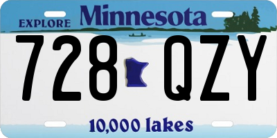 MN license plate 728QZY