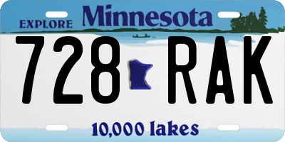 MN license plate 728RAK
