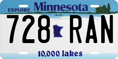 MN license plate 728RAN