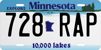 MN license plate 728RAP