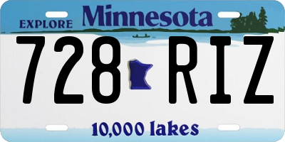MN license plate 728RIZ