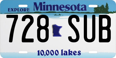 MN license plate 728SUB