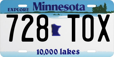 MN license plate 728TOX