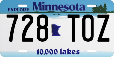 MN license plate 728TOZ