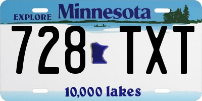 MN license plate 728TXT