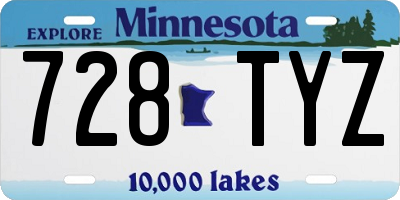 MN license plate 728TYZ