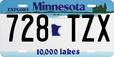 MN license plate 728TZX