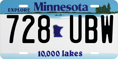 MN license plate 728UBW