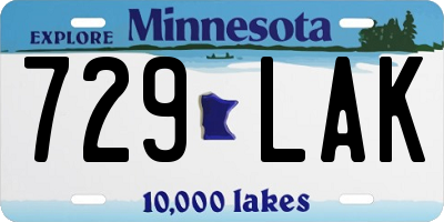 MN license plate 729LAK