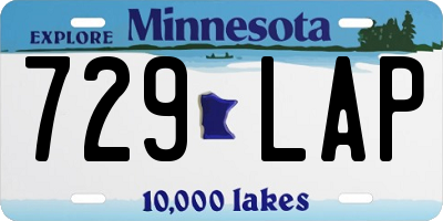 MN license plate 729LAP