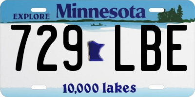MN license plate 729LBE