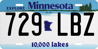 MN license plate 729LBZ