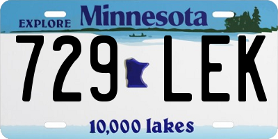 MN license plate 729LEK