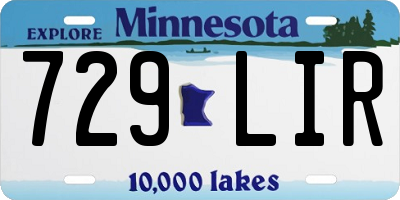 MN license plate 729LIR