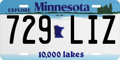 MN license plate 729LIZ
