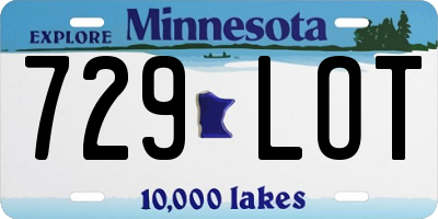 MN license plate 729LOT