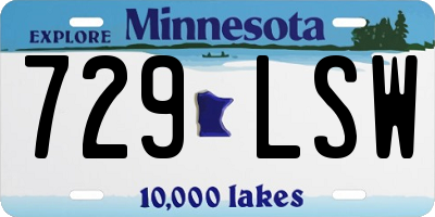 MN license plate 729LSW