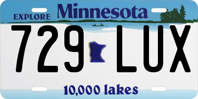 MN license plate 729LUX