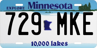 MN license plate 729MKE