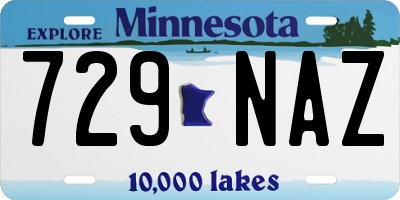 MN license plate 729NAZ