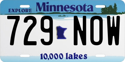 MN license plate 729NOW
