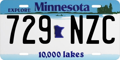 MN license plate 729NZC