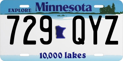 MN license plate 729QYZ