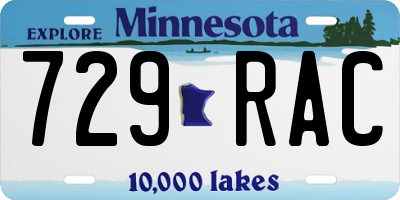 MN license plate 729RAC