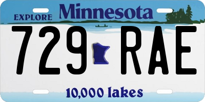 MN license plate 729RAE
