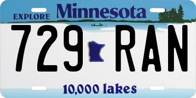 MN license plate 729RAN