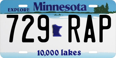 MN license plate 729RAP