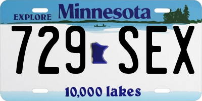 MN license plate 729SEX