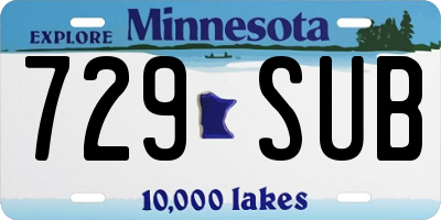 MN license plate 729SUB