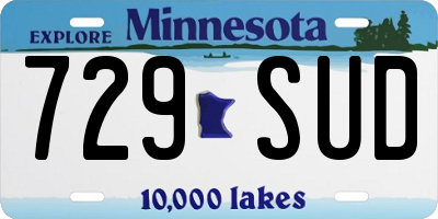 MN license plate 729SUD