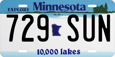 MN license plate 729SUN