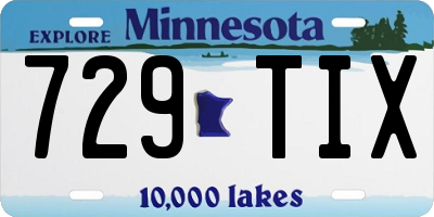 MN license plate 729TIX