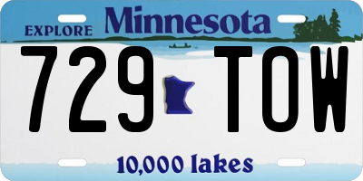 MN license plate 729TOW