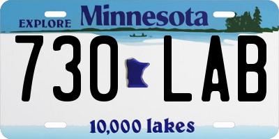 MN license plate 730LAB