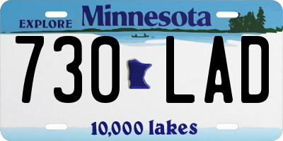MN license plate 730LAD