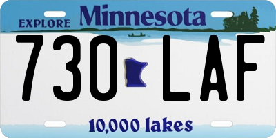 MN license plate 730LAF