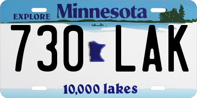 MN license plate 730LAK