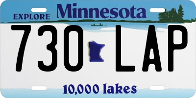 MN license plate 730LAP