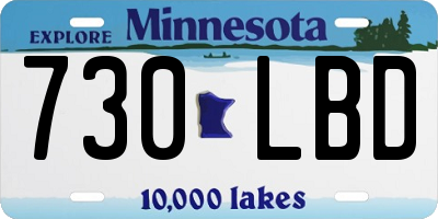MN license plate 730LBD