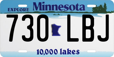 MN license plate 730LBJ