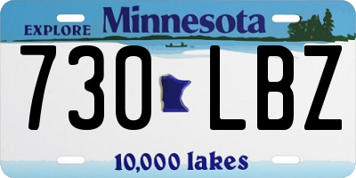 MN license plate 730LBZ