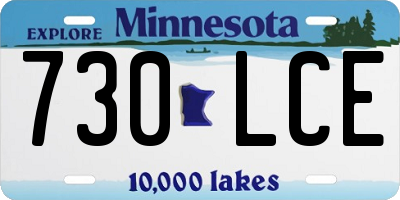 MN license plate 730LCE