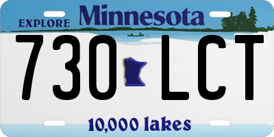 MN license plate 730LCT