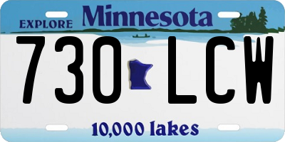 MN license plate 730LCW