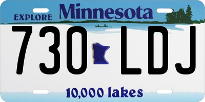 MN license plate 730LDJ